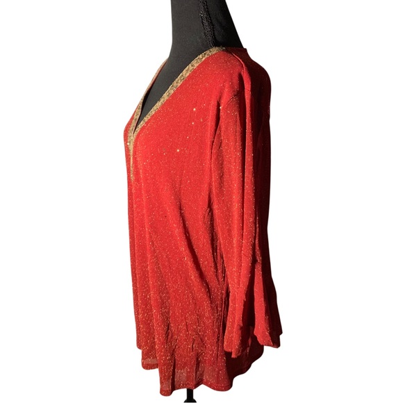 Elegant Red and Gold Women's Top (item#r110) - Picture 4 of 5